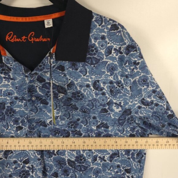 NWT ROBERT GRAHAM CLASSIC FIT AMARO Blue Polo Shirt COTTON RPP227502MCF Size M - Picture 5 of 9